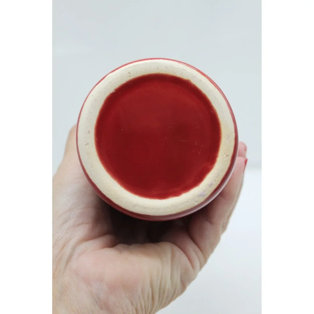 Modern Farhmhouse Vibrant Glossy Scarlet Red Ceramic Bottle Shape Vase 7.5